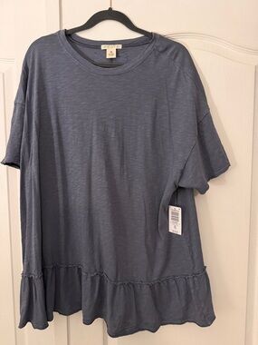 Torrid Festi cotton Ruffle-Hem Women's Top. Slate Blue. Size 00 NWT